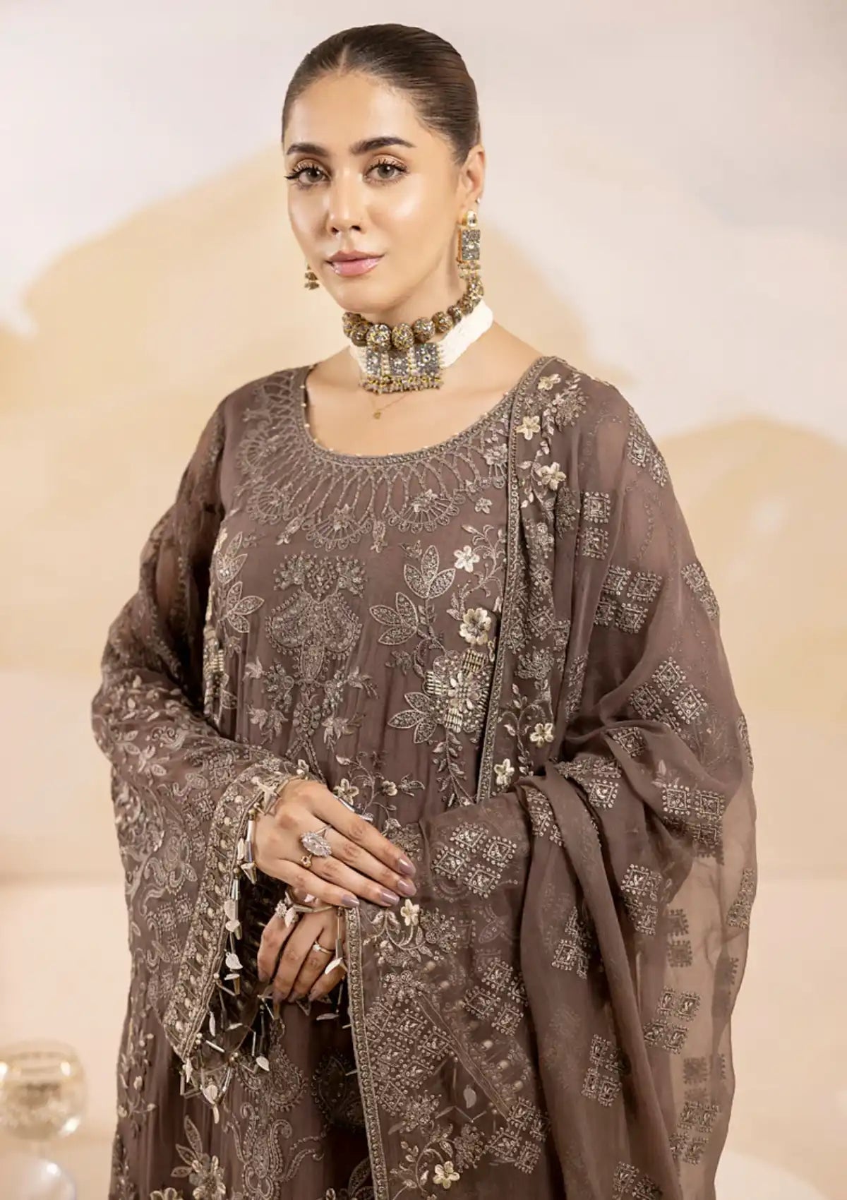 05 Midnight Brown - Pareesa Premium Luxury Chiffon By Lavish Premium - Rabbani Cloth House