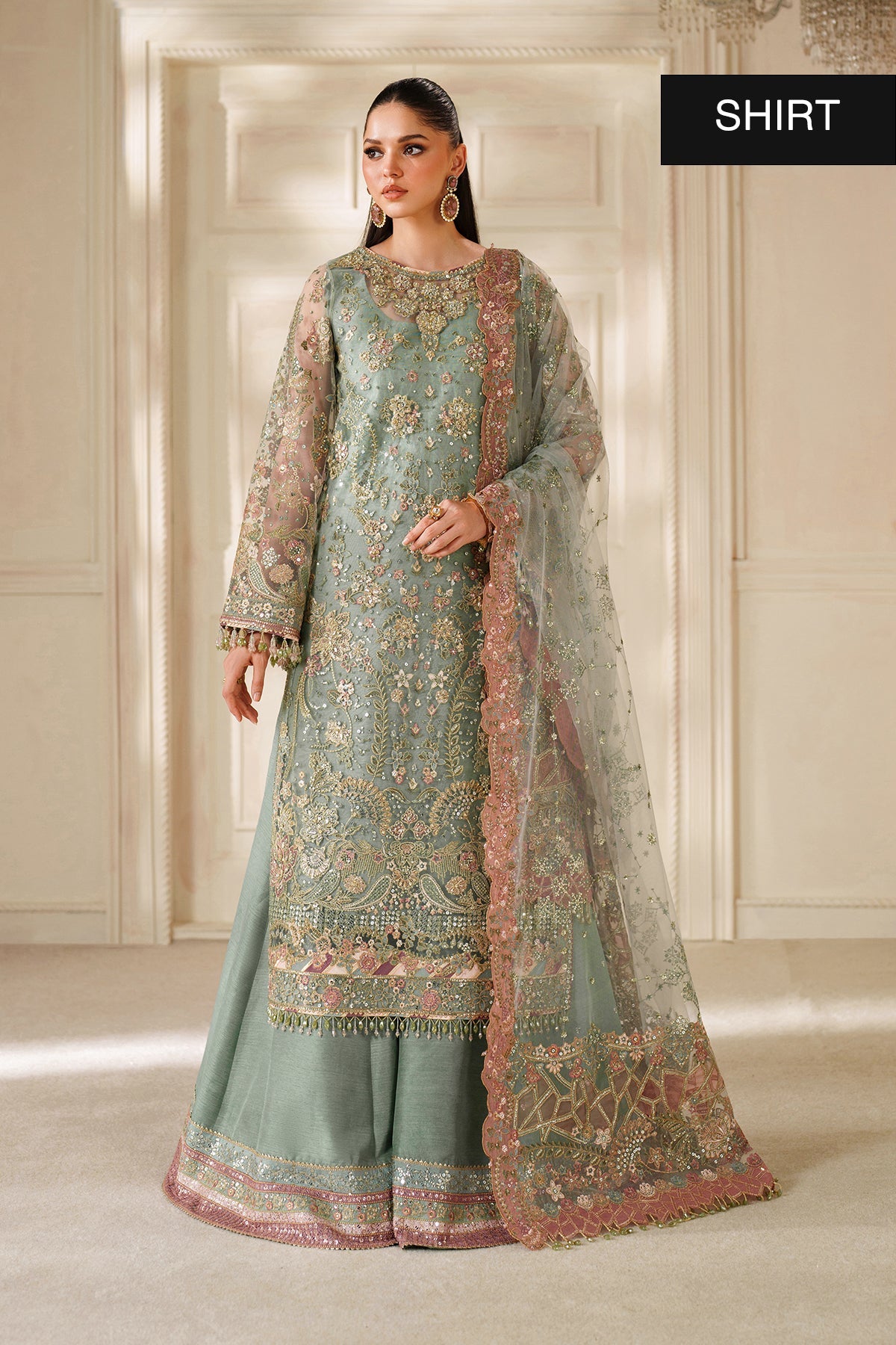 EMBROIDERED NET CH14-06 UNSTITCHED BY BAROQUE