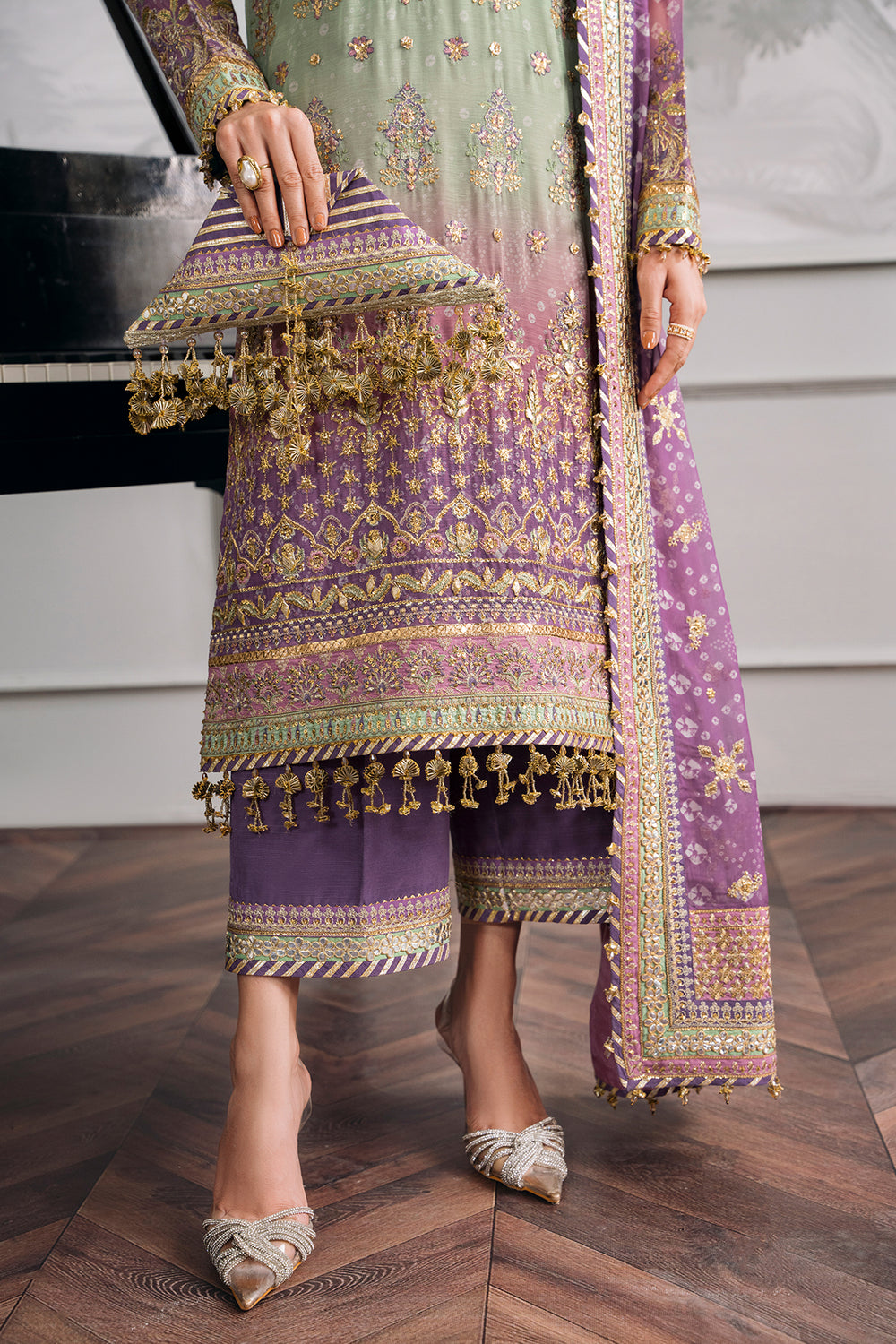 EMBROIDERED NET CH12-08 UNSTITCHED