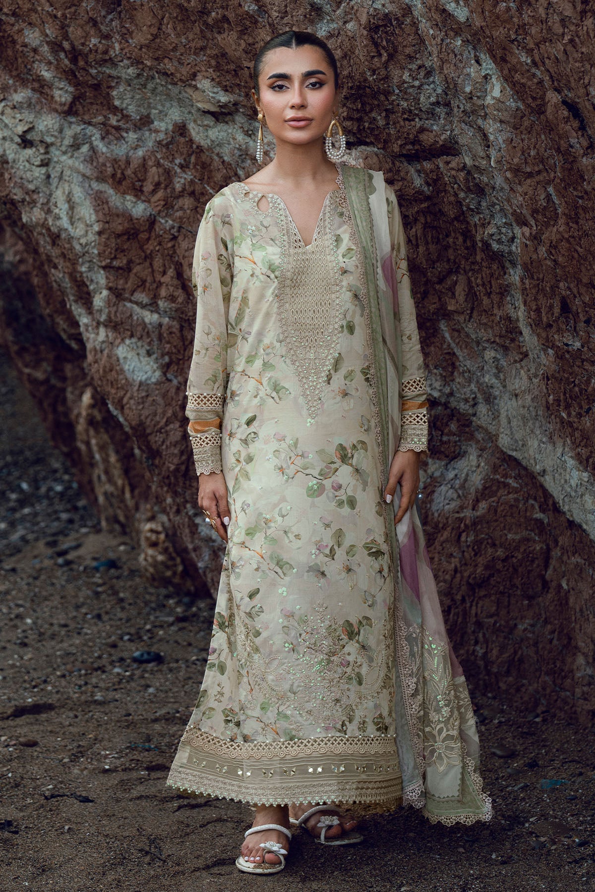 NSG-205 | Gardenia Unstitched Embroidered By Nureh