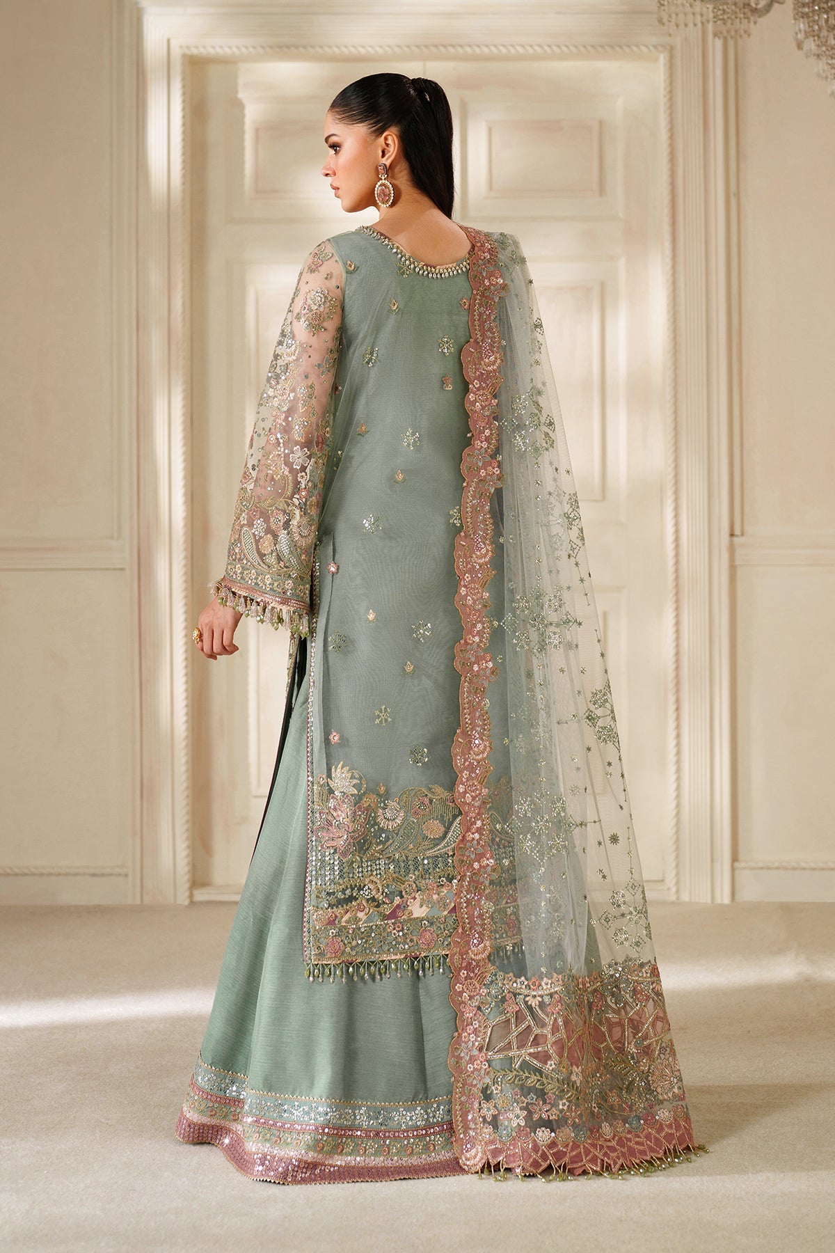 EMBROIDERED NET CH14-06 UNSTITCHED BY BAROQUE