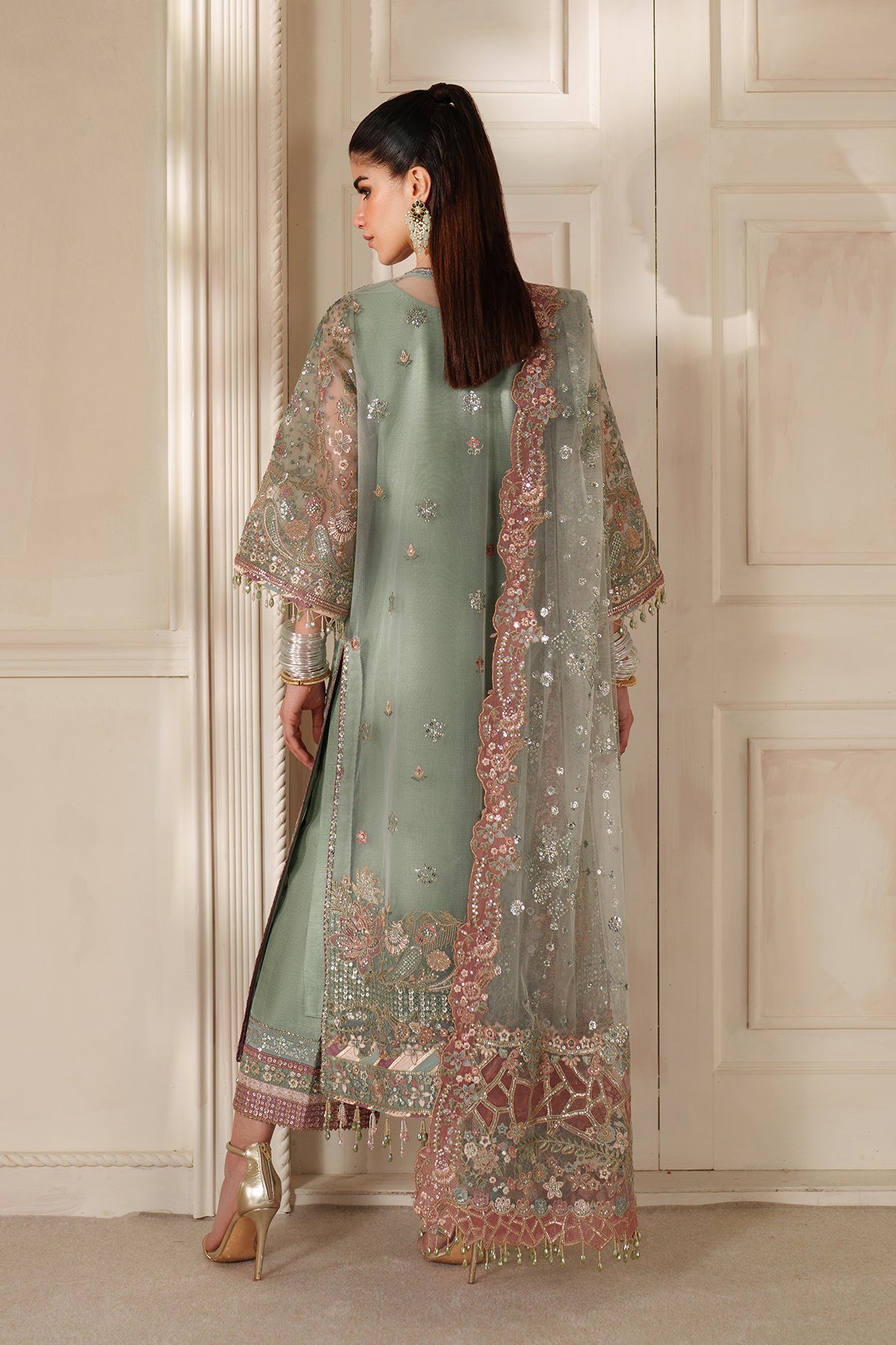 EMBROIDERED NET CH14-06 UNSTITCHED BY BAROQUE