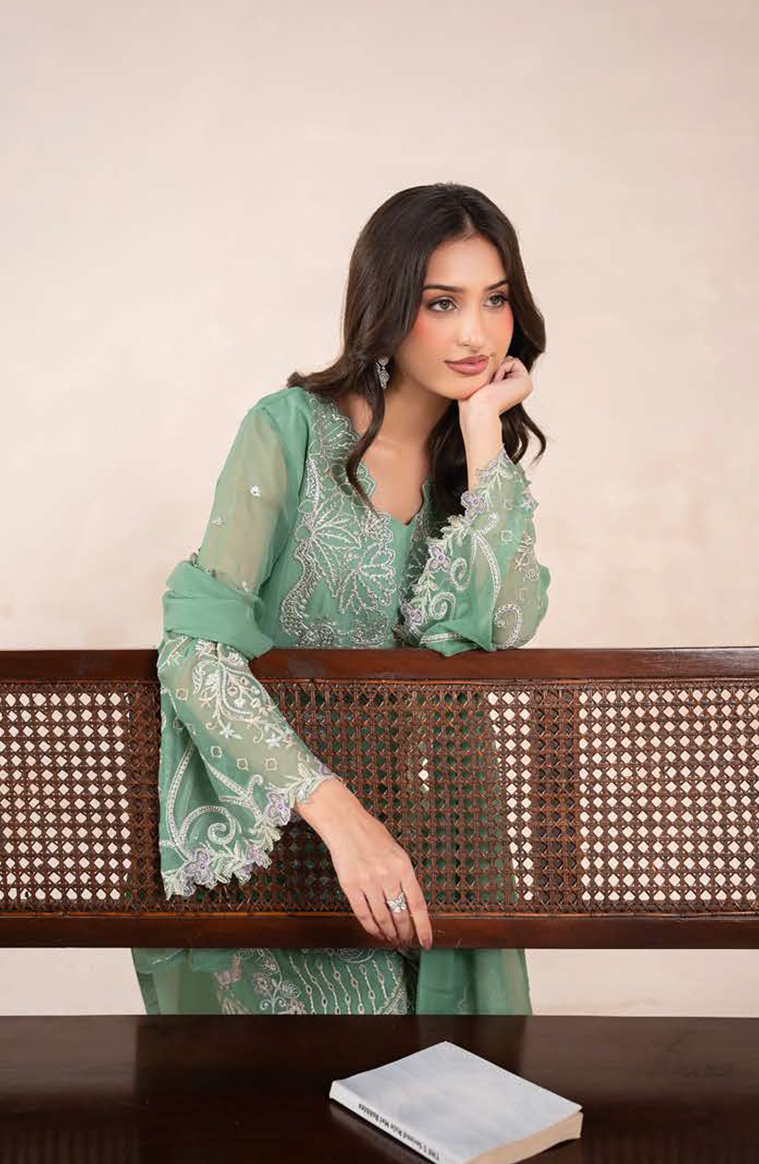 AN-06 - Anaya Noor Unstitched Chiffon 3 Piece Suit by Zebtan