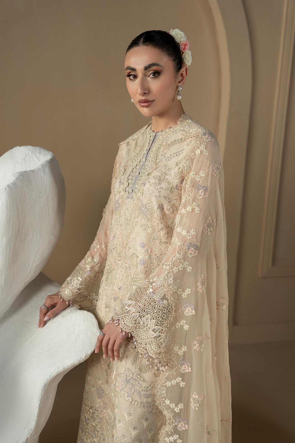 Pearl Ivory | Purkashish Embroidered By Lavish