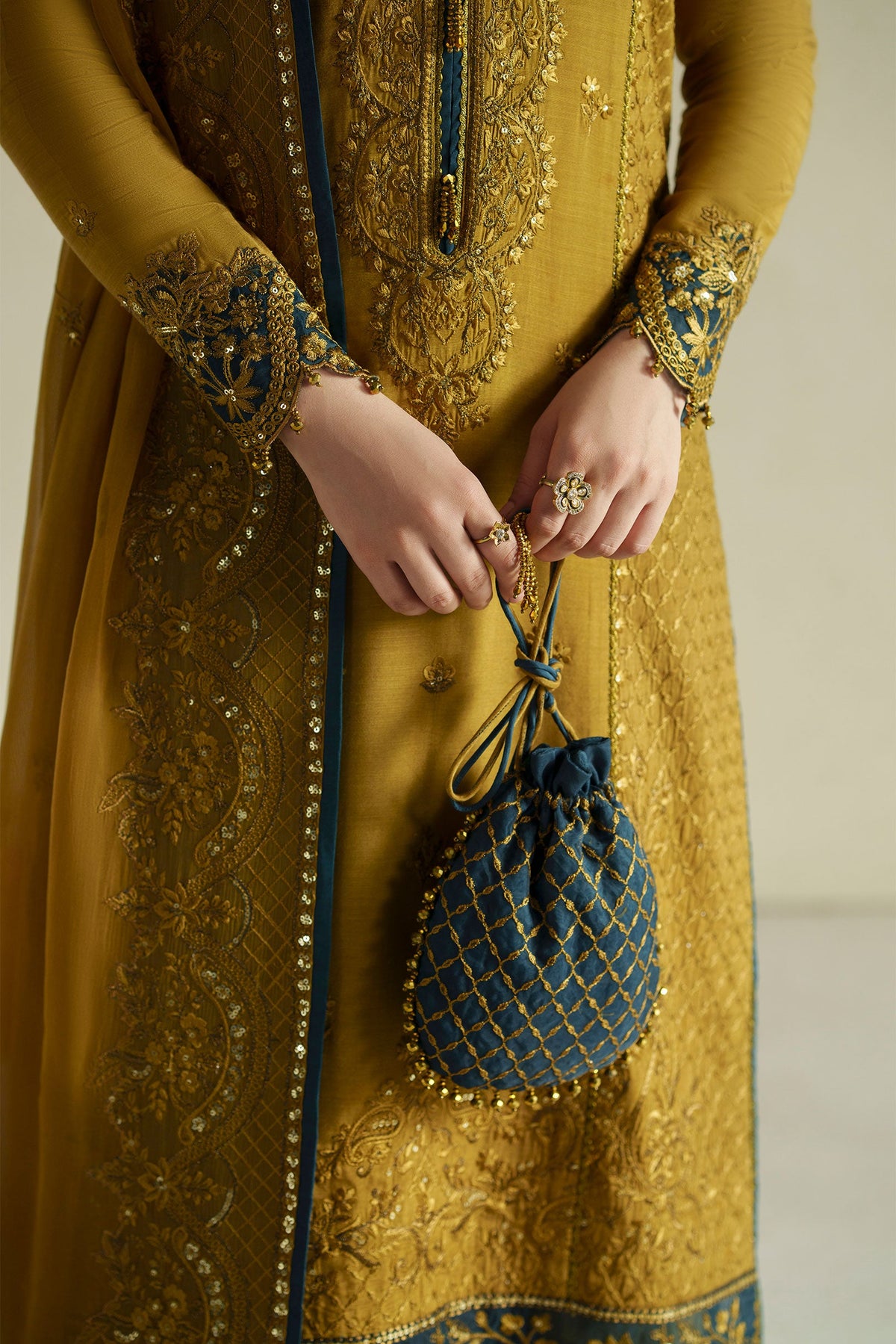 Kundan Antique Gold Shirt Set | Raw Silk Edit'26 By Vera