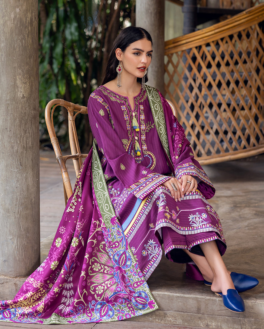 Plum Swirl - Symphony Hemline Unstitched by Mushq