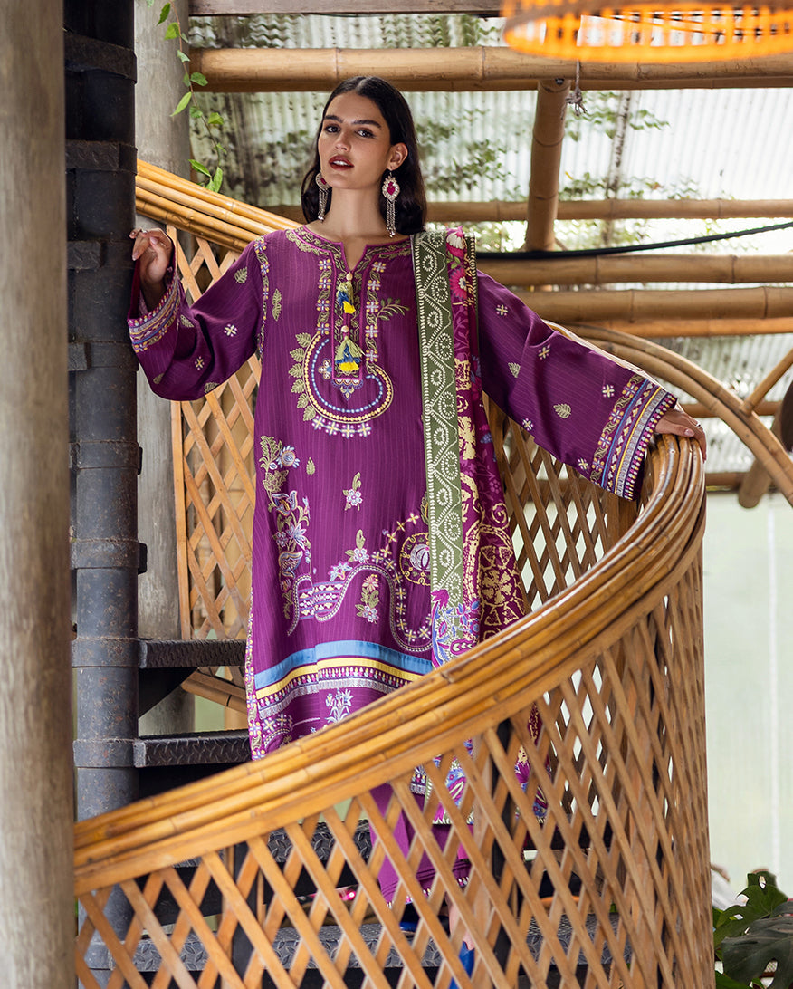 Plum Swirl - Symphony Hemline Unstitched by Mushq