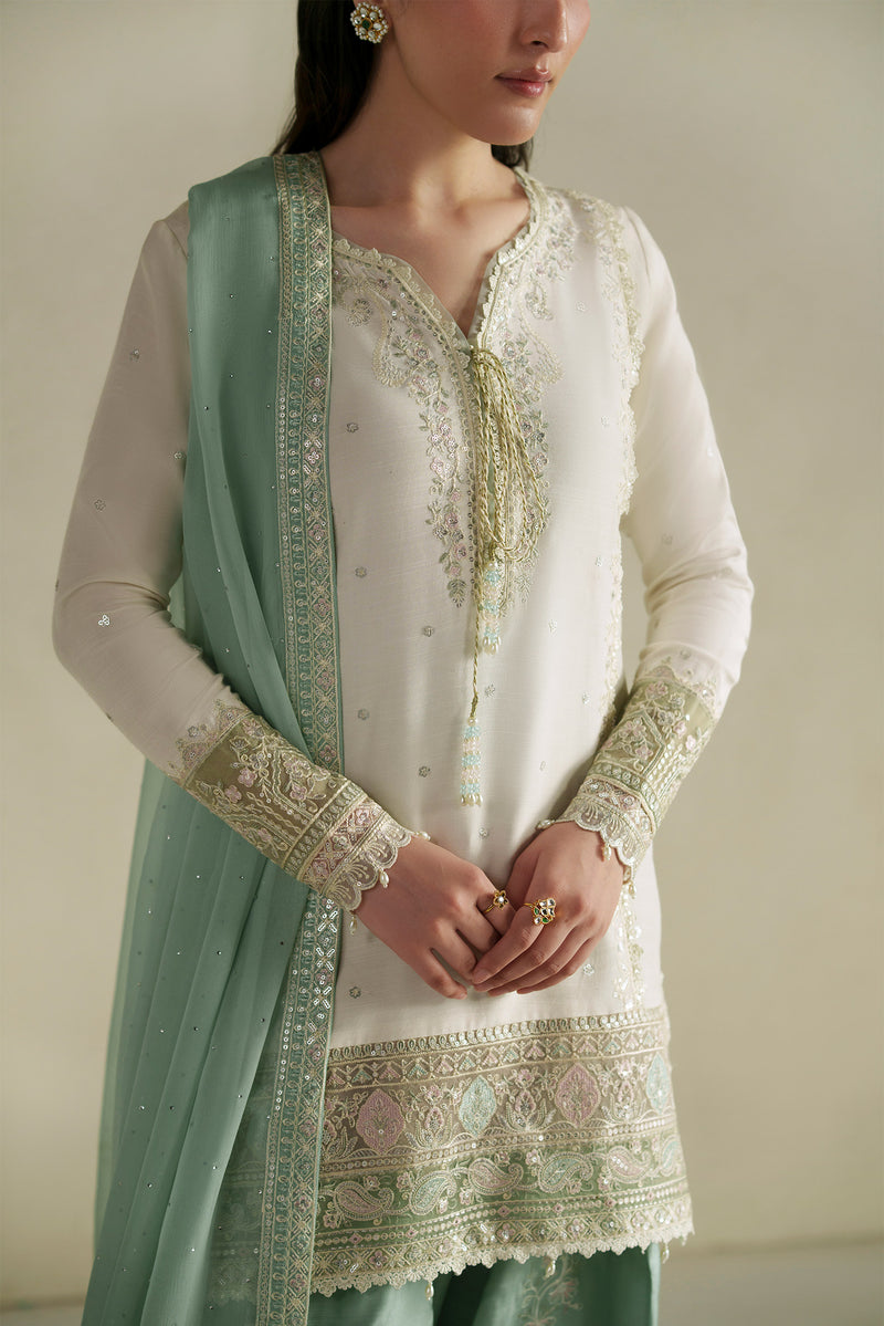 Aab Ivory Shirt Set | Raw Silk Edit'26 By Vera