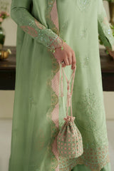 Gajra Mint Green Shirt Set | Raw Silk Edit'26 By Vera