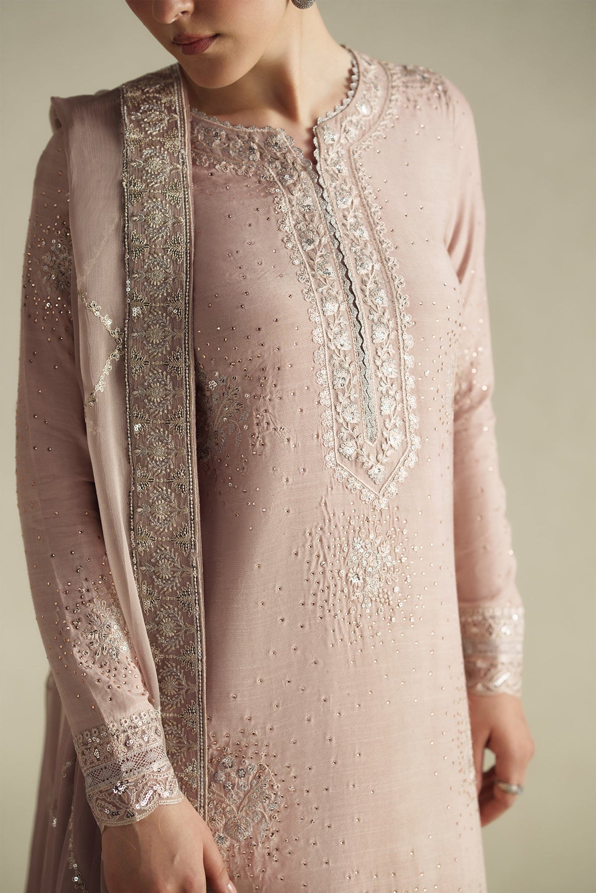 Naqsh Soft Pink Shirt Set | Raw Silk Edit'26 By Vera