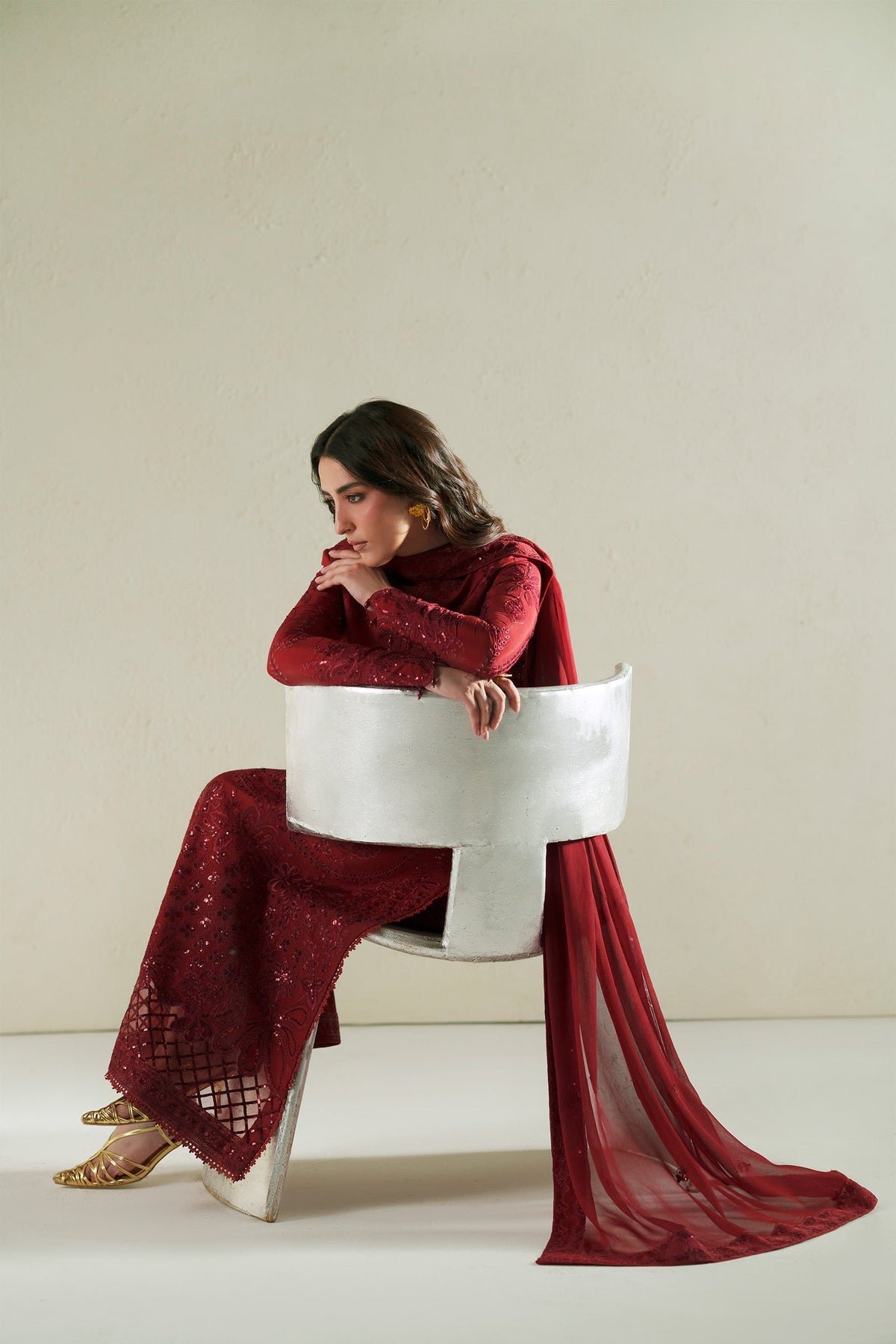 Laal Crimson Shirt Set | Raw Silk Edit'26 By Vera