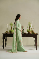 Gajra Mint Green Shirt Set | Raw Silk Edit'26 By Vera