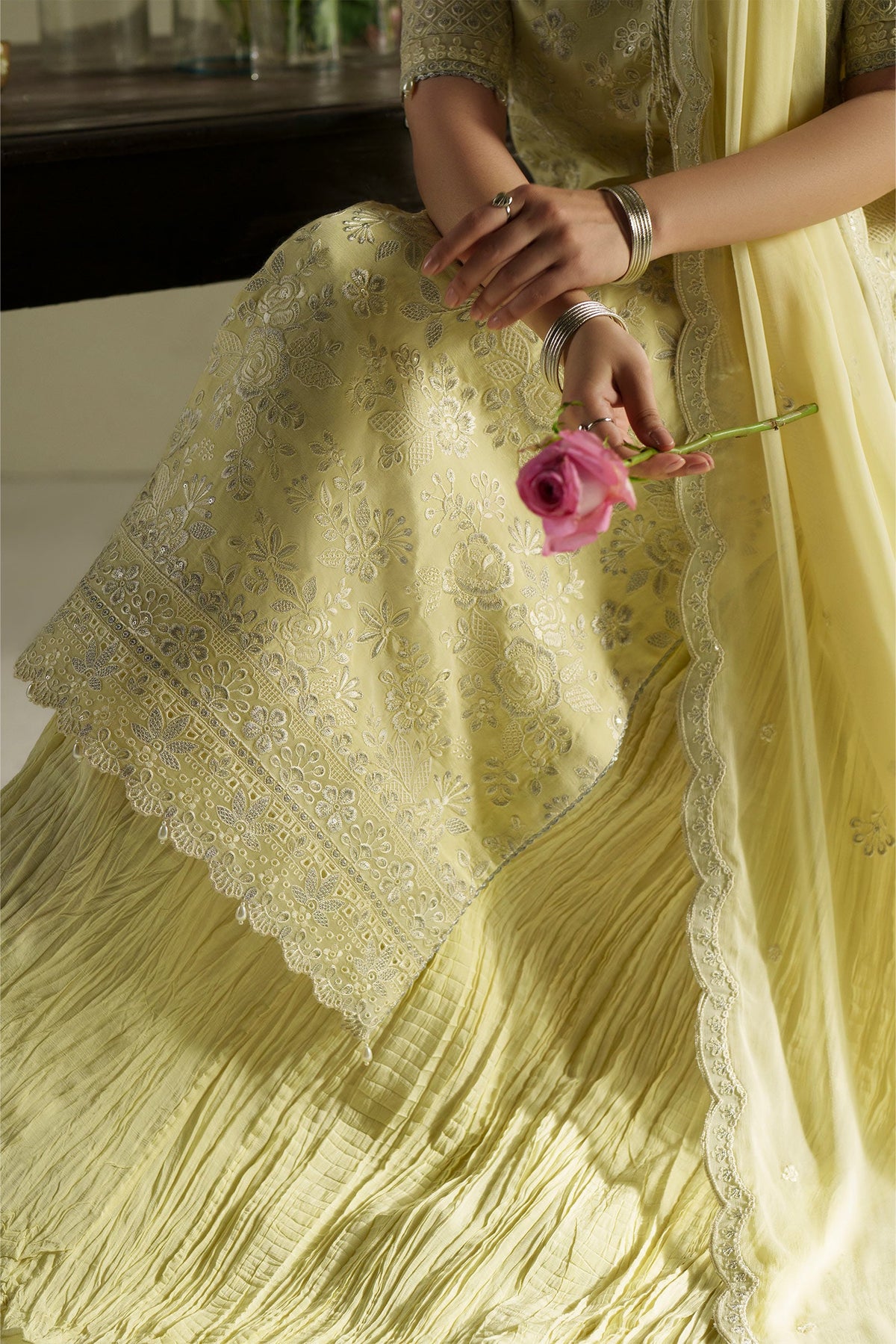 Gulab Butter Yellow Shirt Set | Raw Silk Edit'26 By Vera