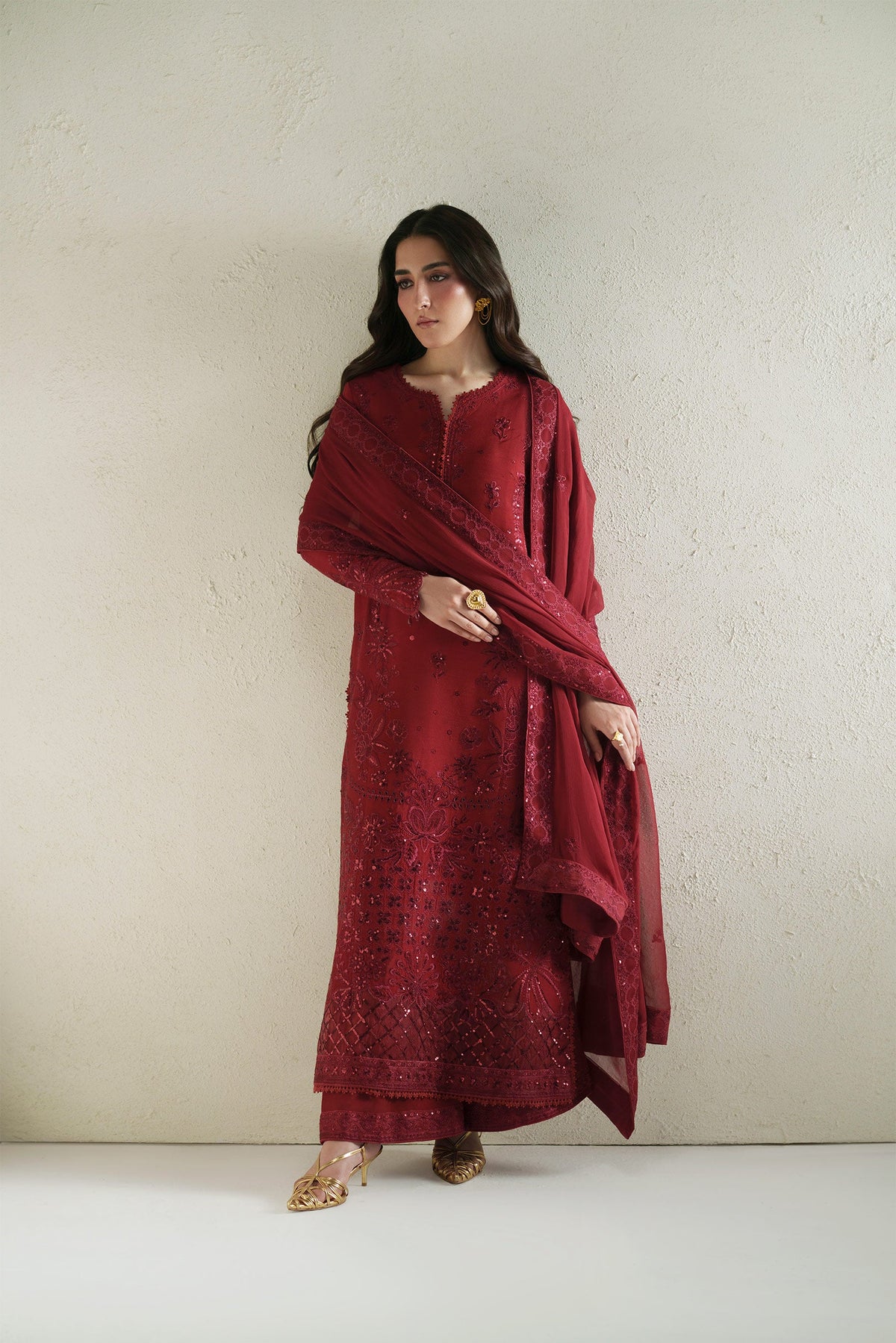 Laal Crimson Shirt Set | Raw Silk Edit'26 By Vera