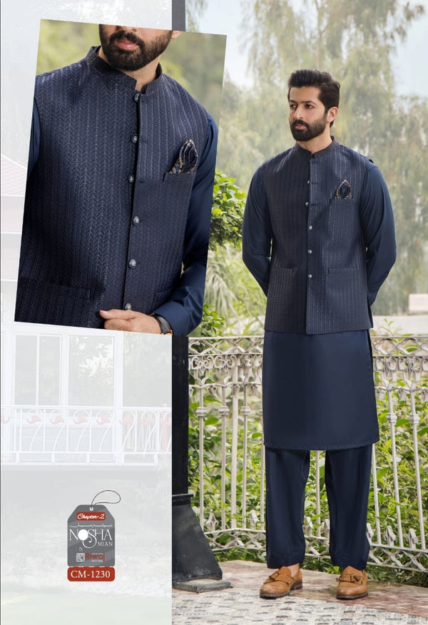 Noshan Mian CH-2 CM 1230 | Luxury Suit With Waistcoat By Riwaj