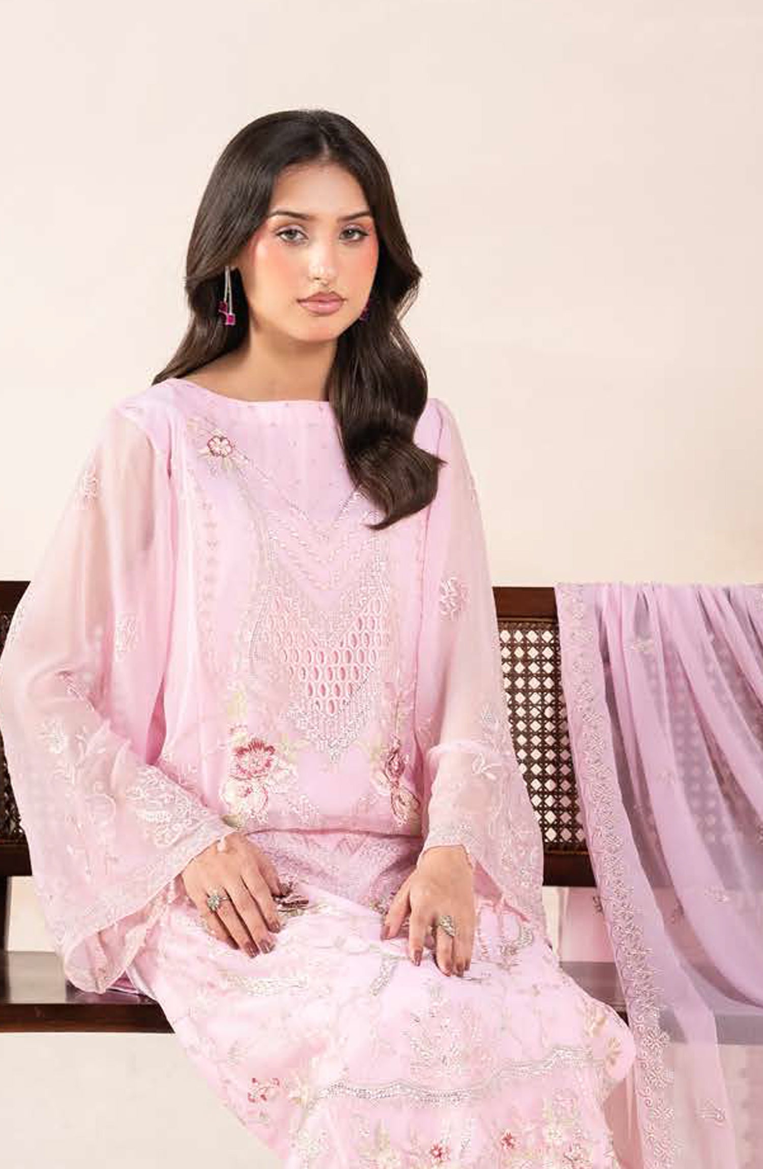 AN-08 - Anaya Noor Unstitched Chiffon 3 Piece Suit by Zebtan