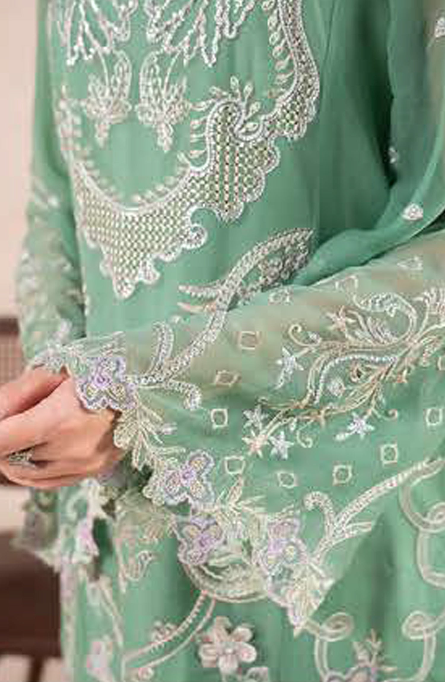 AN-06 - Anaya Noor Unstitched Chiffon 3 Piece Suit by Zebtan
