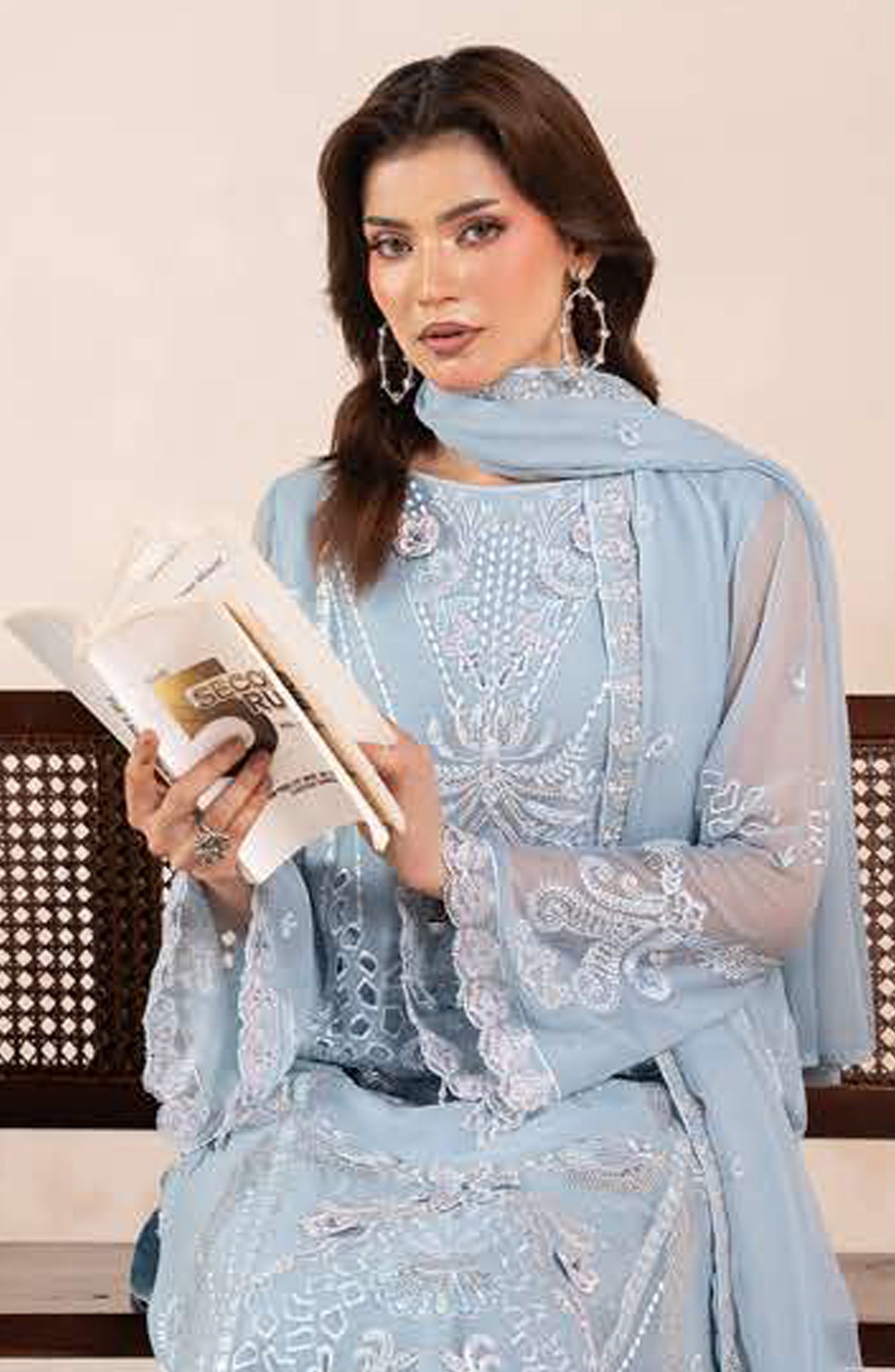 AN-05 - Anaya Noor Unstitched Chiffon 3 Piece Suit by Zebtan