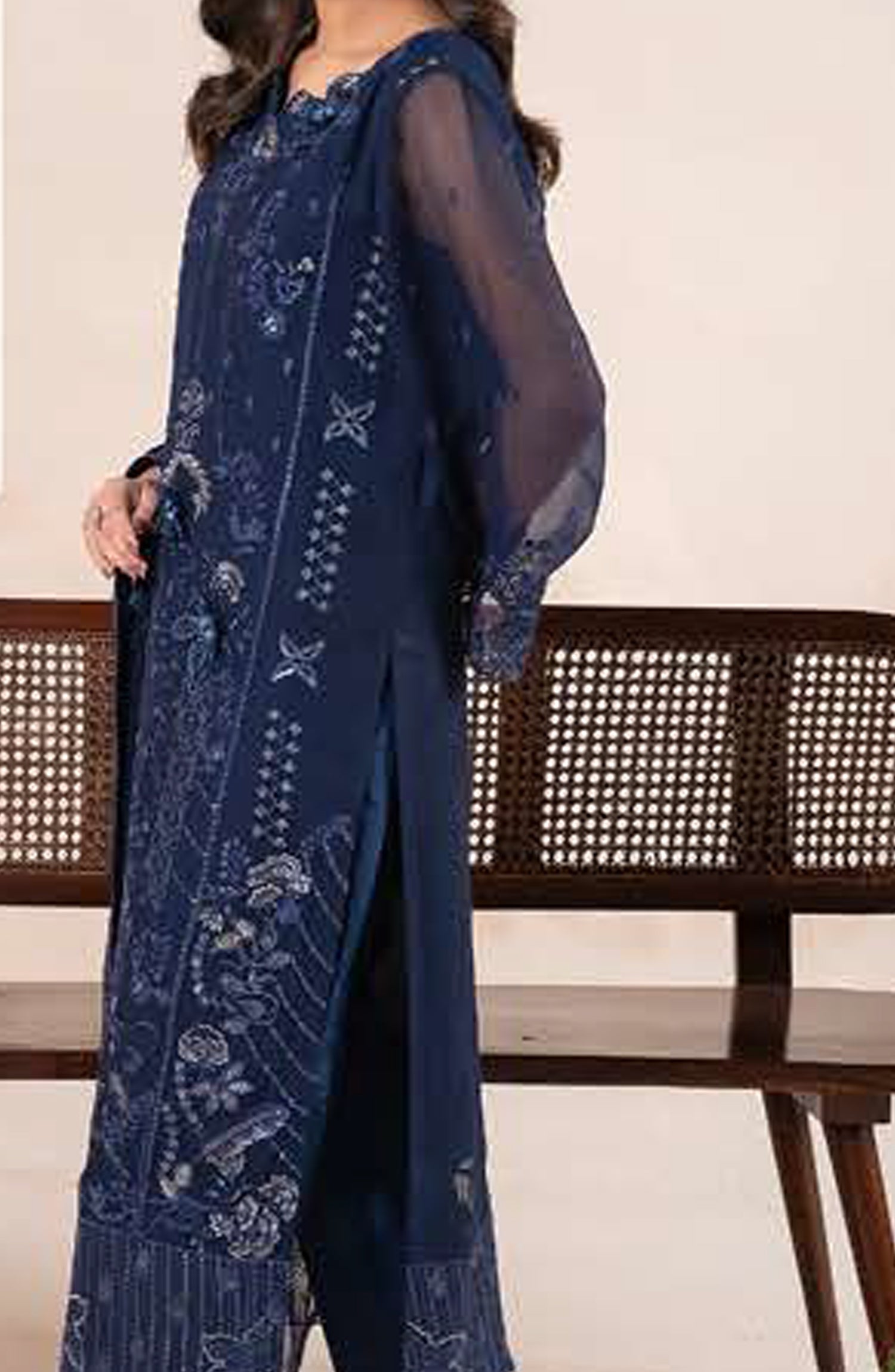 AN-04 - Anaya Noor Unstitched Chiffon 3 Piece Suit by Zebtan