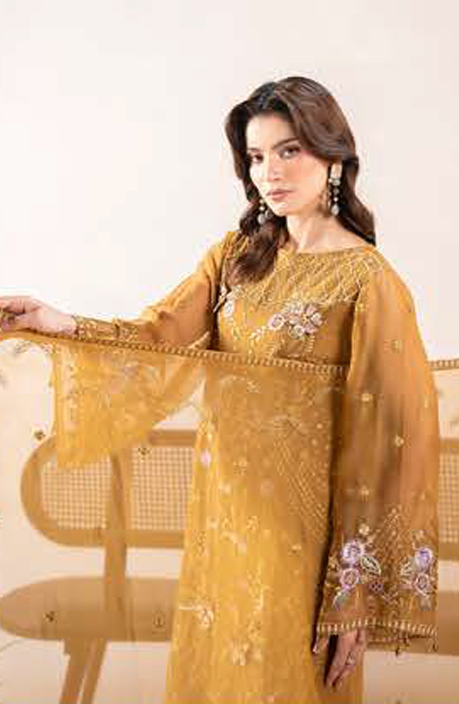 AN-02 - Anaya Noor Unstitched Chiffon 3 Piece Suit by Zebtan