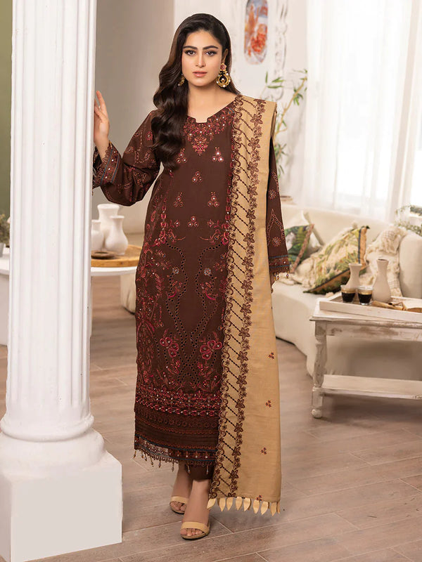 Orchid Luxury Embroidered Khaddar Shawl Edit'23 - D By Raabi