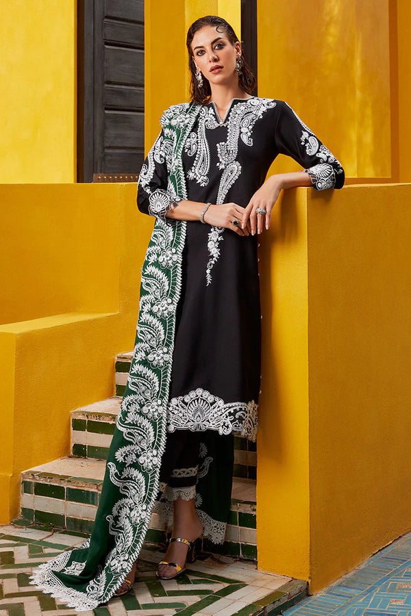 Moroccan Dream – IMANE 3Pc Embroidered Sateen Unstitched Suit By Mushq