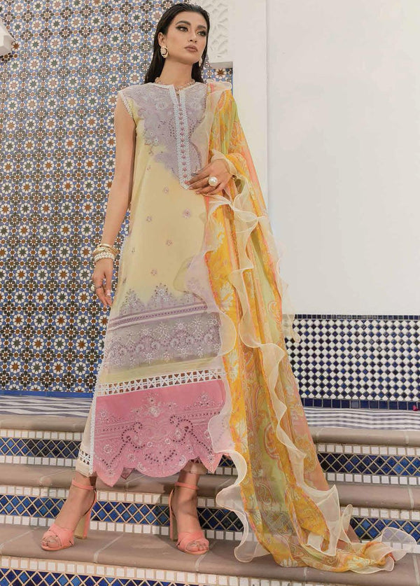 Lawn - Hemline Peach Peony 1-B Vol 22 by Mushq