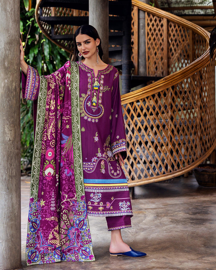 Plum Swirl - Symphony Hemline Unstitched by Mushq