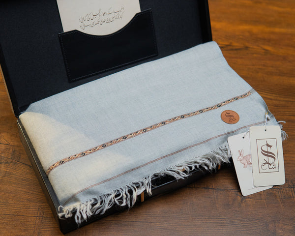 Rabbit Wool Blended Shawl | Silver