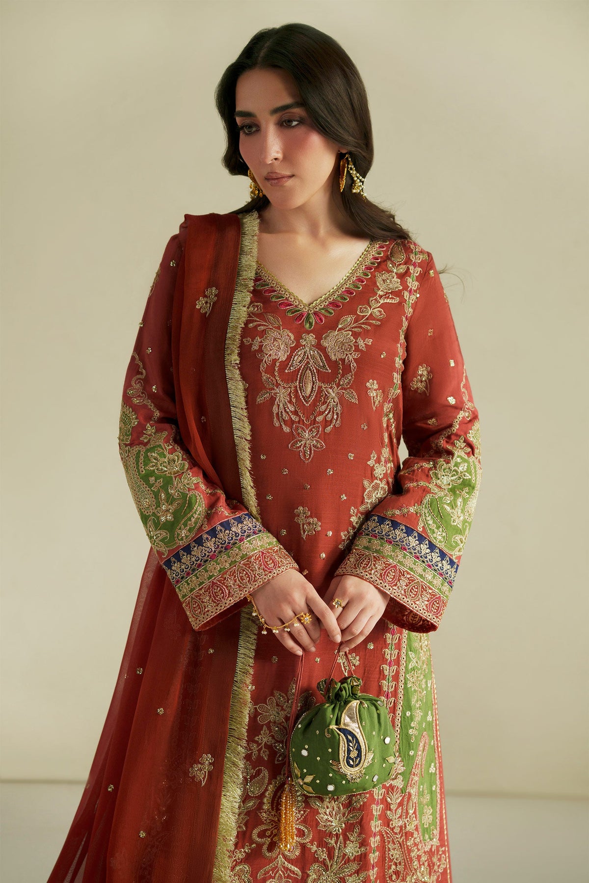 Zar Rust Shirt Set | Raw Silk Edit'26 By Vera