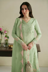 Gajra Mint Green Shirt Set | Raw Silk Edit'26 By Vera
