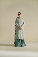 Meena Powder Blue Shirt Set | Raw Silk Edit'26 By Vera