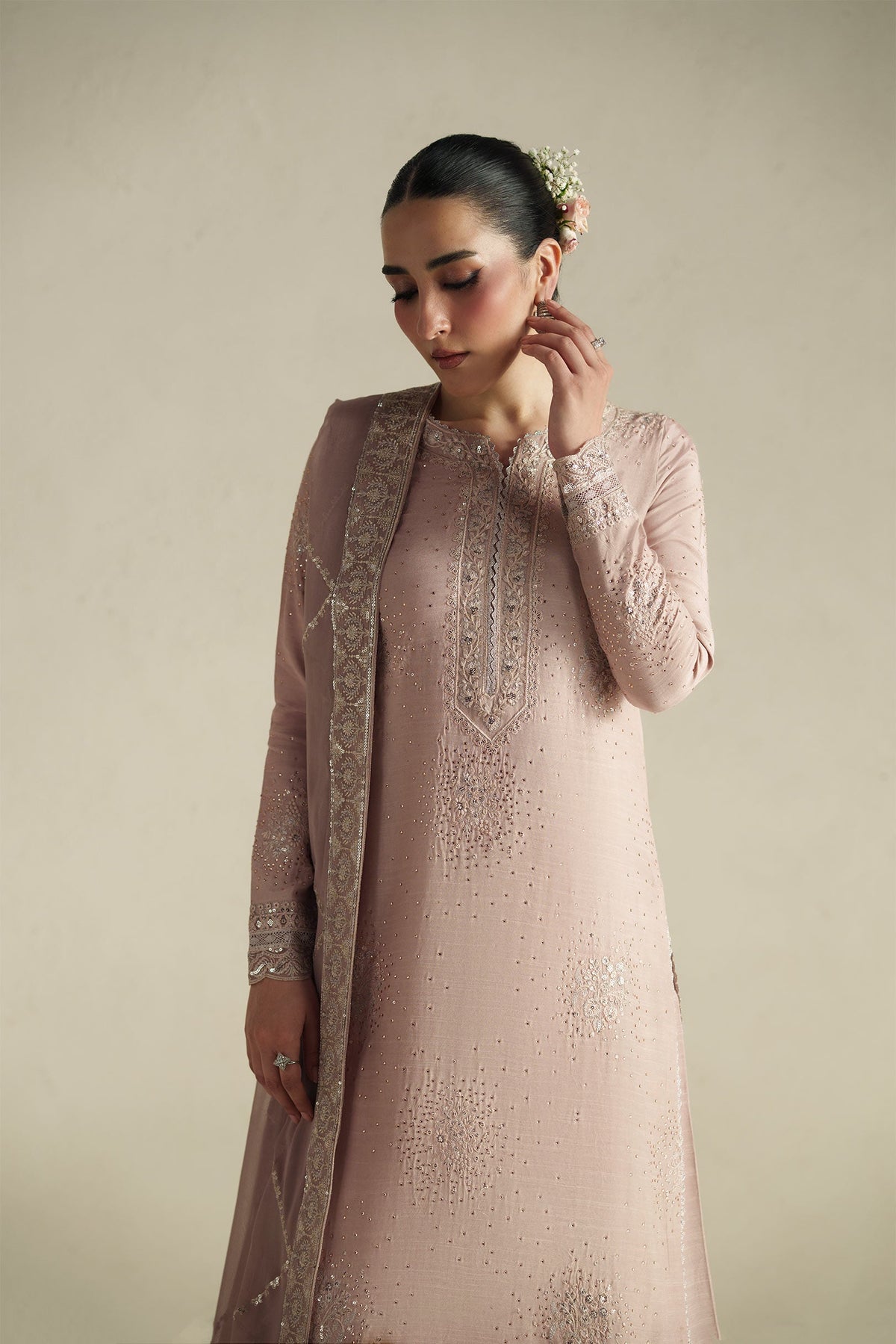Naqsh Soft Pink Shirt Set | Raw Silk Edit'26 By Vera
