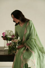 Gajra Mint Green Shirt Set | Raw Silk Edit'26 By Vera