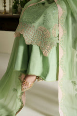 Gajra Mint Green Shirt Set | Raw Silk Edit'26 By Vera