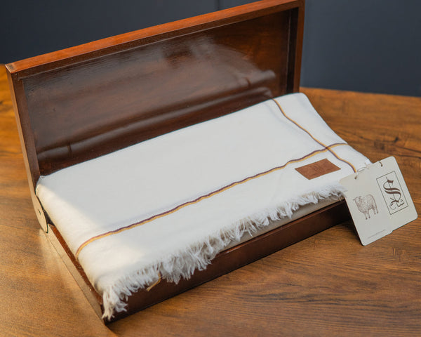 Shaad Fabrics - Royal Luxe 100% Lambswool Shawl | Off White