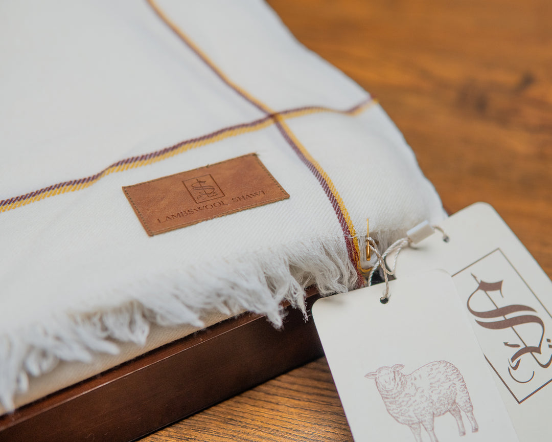 Shaad Fabrics - Royal Luxe 100% Lambswool Shawl | Off White