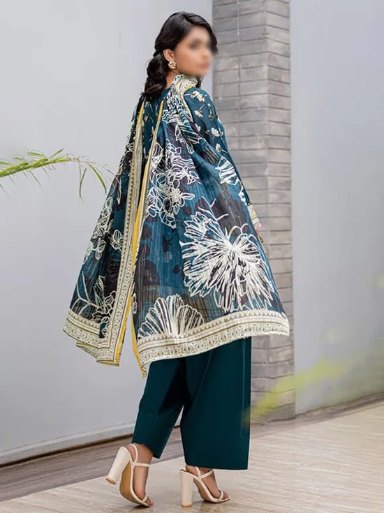 D 02 - Nureh by Fantak Printed Slub Lawn Collection - Rabbani Cloth House