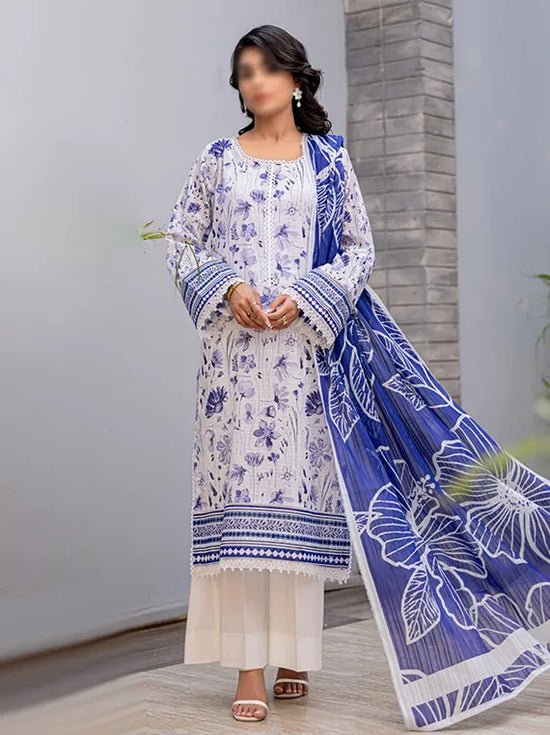 D 03 - Nureh by Fantak Printed Slub Lawn Collection - Rabbani Cloth House