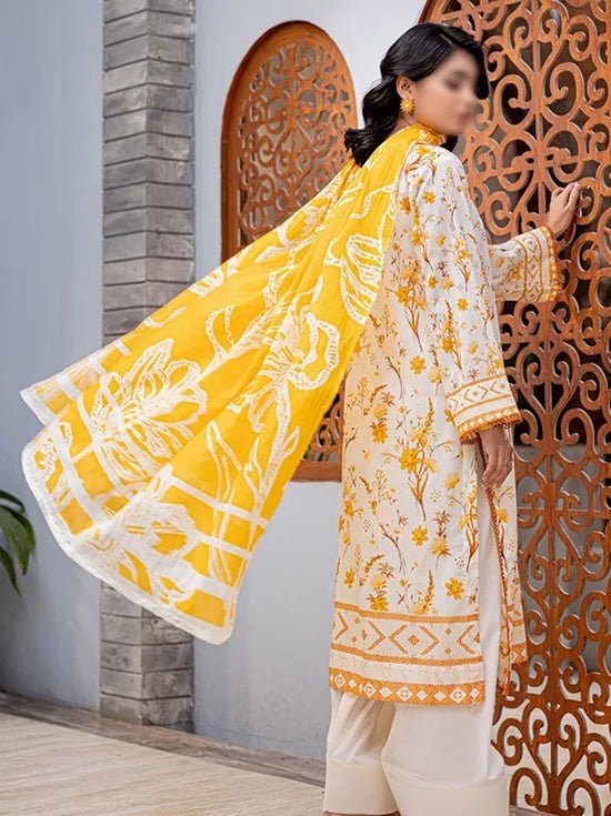 D 04 - Nureh by Fantak Printed Slub Lawn Collection - Rabbani Cloth House