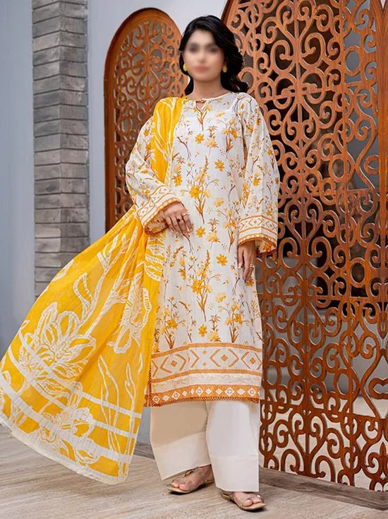 D 04 - Nureh by Fantak Printed Slub Lawn Collection - Rabbani Cloth House