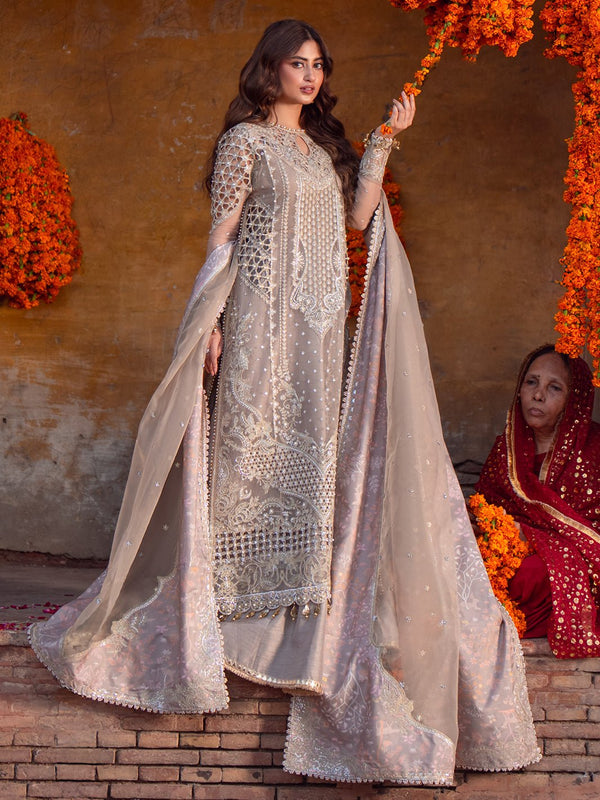 D - 601 | Sona Gachi Unstitched Luxury Formals By Bin Ilyas - Rabbani Cloth House