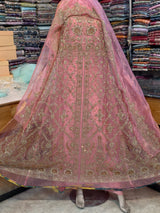 Luxury Pink Net Bridal Dress with Heavy Embellished Dupatta - Rabbani Cloth House