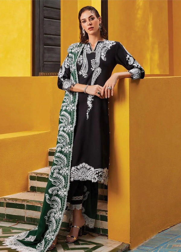 Moroccan Dream – Imane 3Pc Embroidered Sateen Unstitched Suit By Mushq