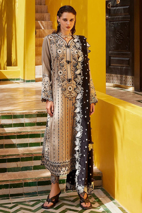 Moroccan Dream – SALMA 3Pc Embroidered Sateen Unstitched Suit By Mushq - Rabbani Cloth House