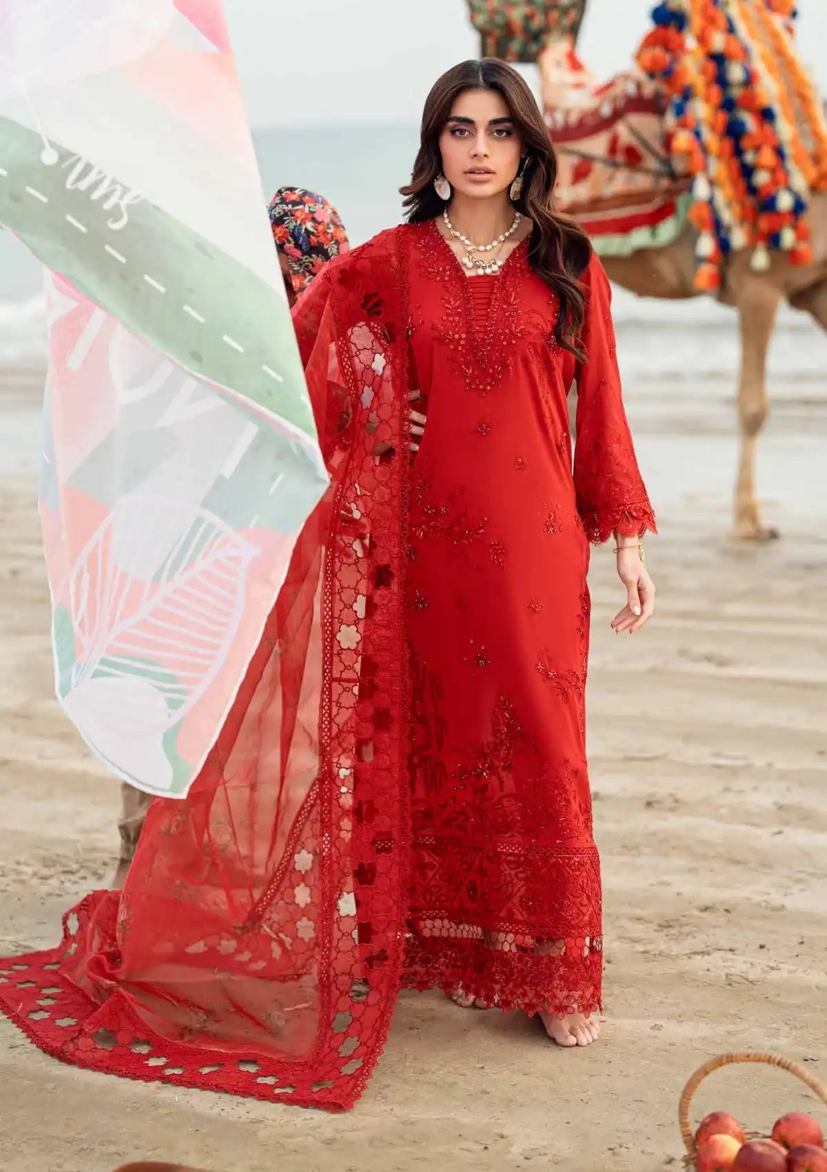 NE - 147 - Swiss Lawn - Khuwab Embroidered Lawn By Nureh - Rabbani Cloth House