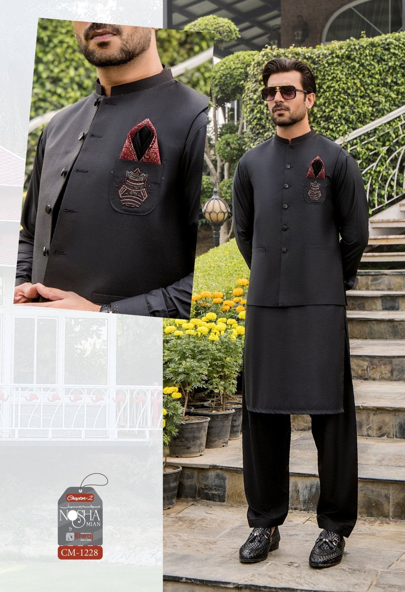 Noshan Mian CH - 2 CM 1228 | Luxury Suit With Waistcoat By Riwaj - Rabbani Cloth House